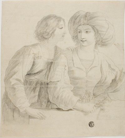 Zwei junge Frauen, eine mit Turban, im Gespräch von Guercino