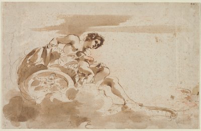 Venus und Amor in einem Wagen, 1615-1617 von Guercino