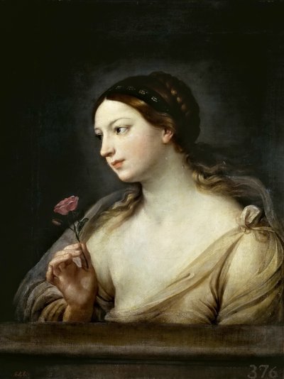 Mädchen mit einer Rose, 1630-1635 von Guido Reni