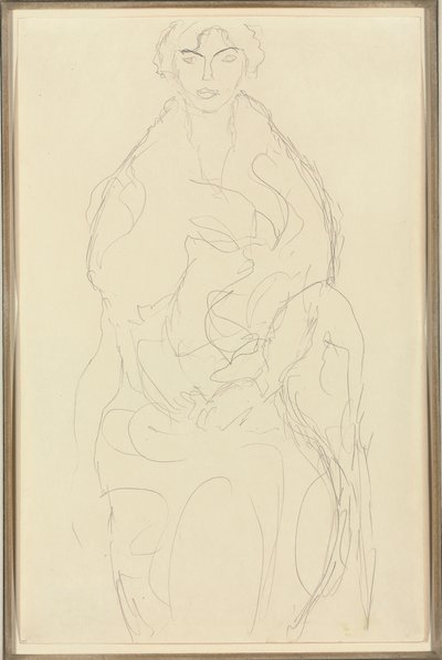 Sitzende Frau von vorne, ca. 1917-18 von Gustav Klimt