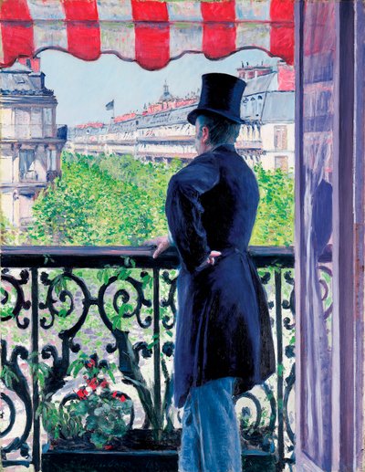 Mann auf einem Balkon, Boulevard Haussmann, 1880 von Gustave Caillebotte