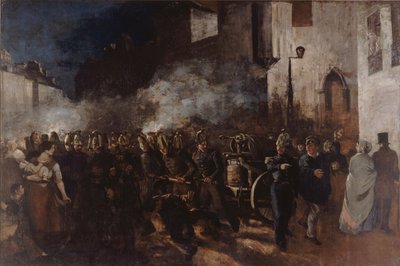 Feuerwehrleute rennen zu einem Feuer von Gustave Courbet