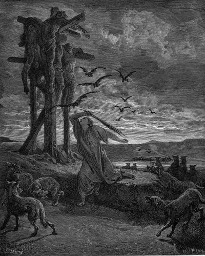 Rizpah, Konkubine von König Saul, 1866 von Gustave Dore