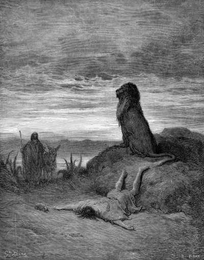 Der Prophet von einem Löwen getötet von Gustave Dore