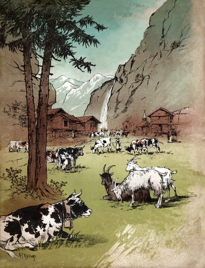 Bauernhof in der Schweiz (Illustration, ca. 1910) von Gustave Fraipont