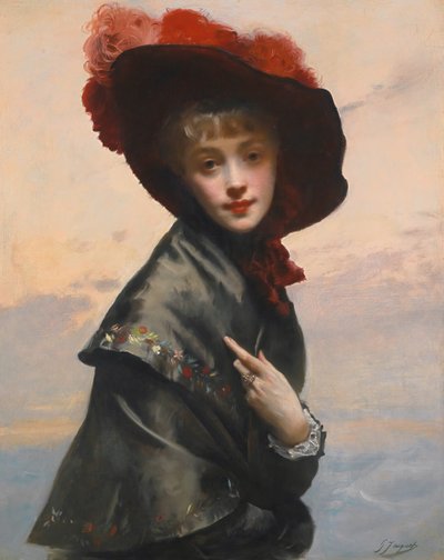 Dame mit Hut von Gustave Jean Jacquet