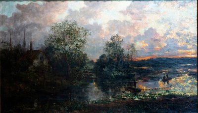 Landschaft mit einem kleinen Boot von Gustave de Duyts