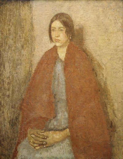 Junge Frau in einem roten Schal von Gwen John