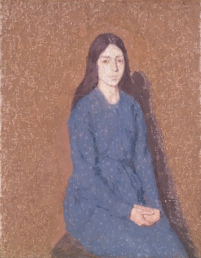 Mädchen in einem blauen Kleid von Gwendolen Mary John
