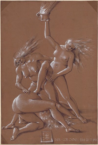 Neujahrsgruß mit drei Hexen, 1514 von Hans Baldung