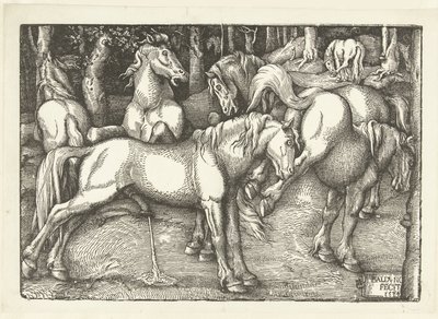 Gruppe von sechs kämpfenden Pferden von Hans Baldung Grien