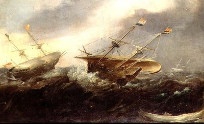 Niederländische Kriegsschiffe in einem Sturm von Hans I Savery