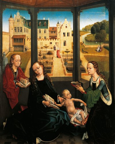 Madonna und Kind im Garten von Hans Memling
