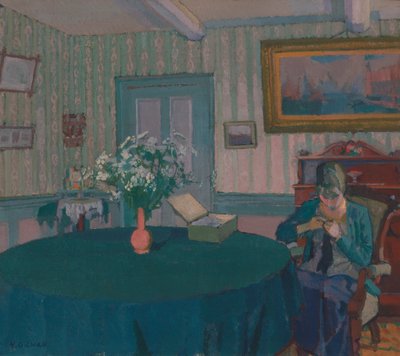 Sylvia beim Stopfen von Harold Gilman