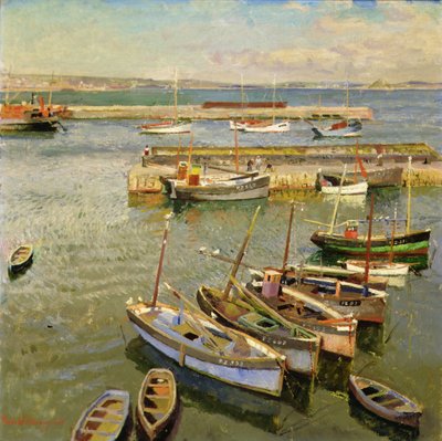 Boote, Newlyn Hafen von Harold Harvey