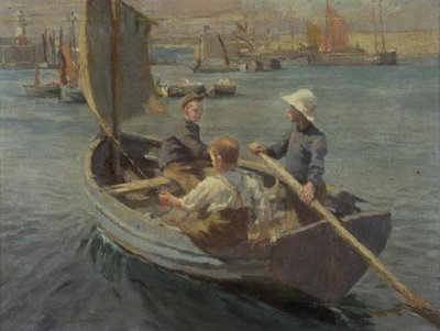 Segeln im Hafen von Newlyn von Harold Harvey