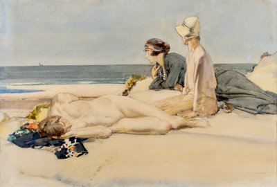 Ein abgelegener Strand und ein fernes Segel von Harry Watson