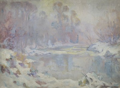 Flussszene im Winter von Harry William Adams