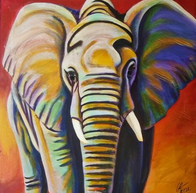 Bunter Elefant von HaskellArt