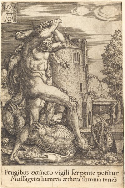 Herkules tötet den Drachen von Heinrich Aldegrever