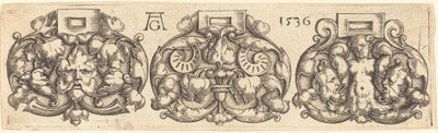 Drei Schnallen von Gürteln nebeneinander von Heinrich Aldegrever