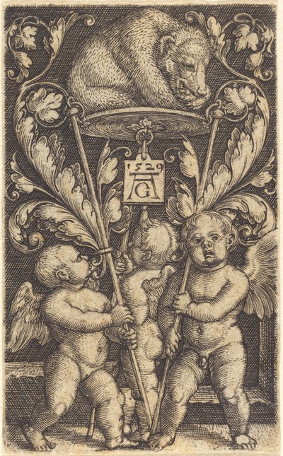 Drei Cupidos und ein Bär, 1529 von Heinrich Aldegrever