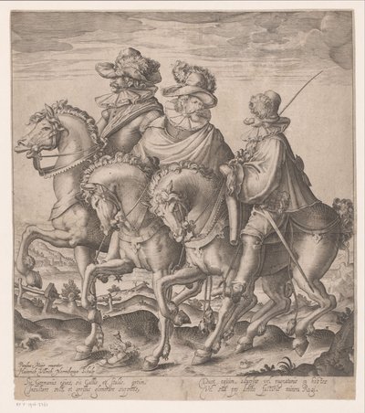 Deutscher, französischer und italienischer Mann zu Pferd von Heinrich Ulrich