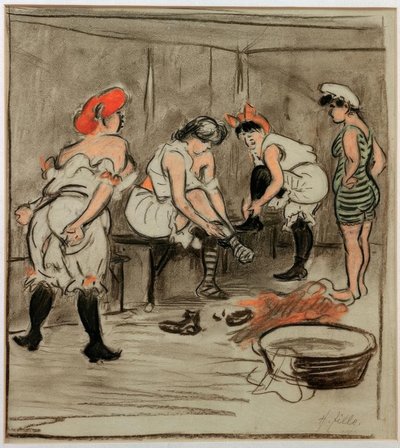 Vier Frauen in der Garderobe von Heinrich Zille