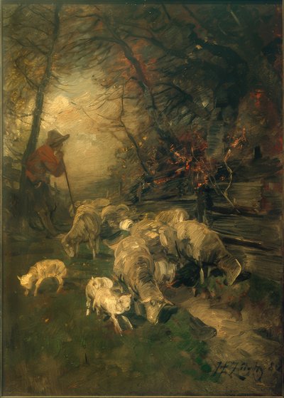 Hirte mit Schafen von Heinrich von Zügel