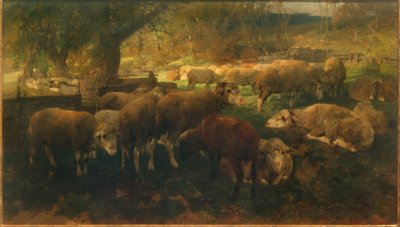 Schafe unter Bäumen von Heinrich von Zügel