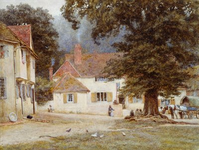 Ein Wagen bei einem Dorfgasthof von Helen Allingham