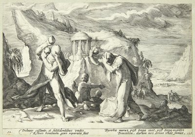 Deukalion und Pyrrha bevölkern die Welt neu von Hendrick Goltzius
