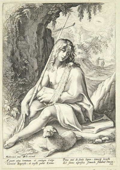 Johannes der Täufer in der Wüste von Hendrick Goltzius