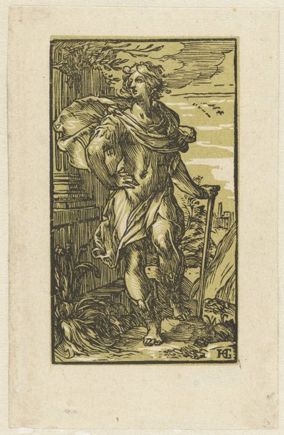 Junger Mann mit Spazierstock von Hendrick Goltzius