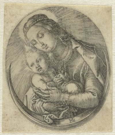 Maria mit Christuskind auf einer Mondsichel von Hendrick Goltzius