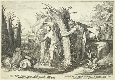 Pan und Syrinx von Hendrick Goltzius