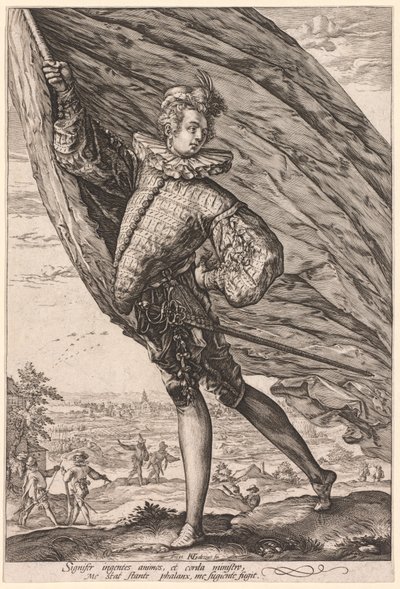 Der Fahnenträger, nach links gewandt von Hendrick Goltzius