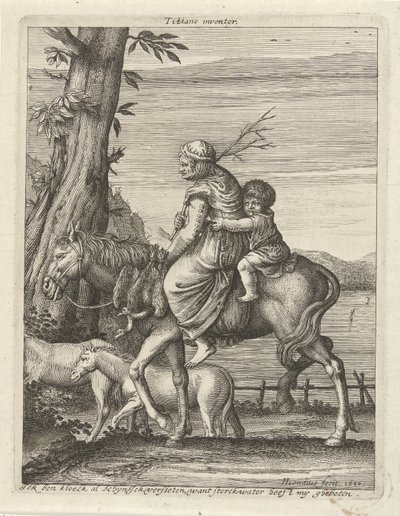 Frau und Kind zu Pferd von Hendrick Hondius (I)