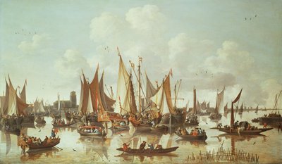 Niederländische Schiffe im Hafen von Dordrecht von Hendrick de Meyer
