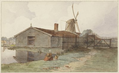 Mühle mit Holzbauten bei Amsterdam von Hendrik Abraham Klinkhamer
