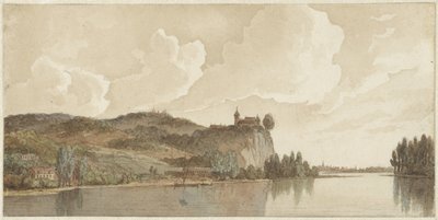Flusslandschaft mit Chokier an der Maas von Hendrik Abraham Klinkhamer
