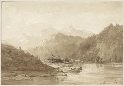 Berglandschaft mit einem See von Hendrik Dirk Kruseman van Elten