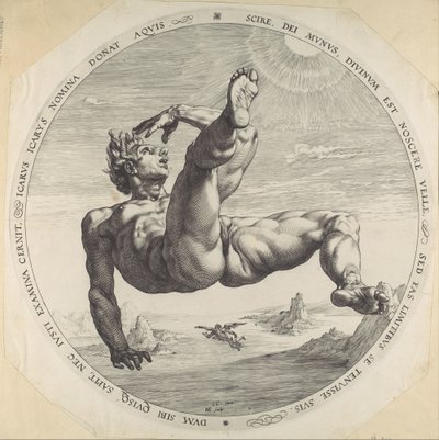 Ikarus, aus Die vier Schandevollen, 1588 von Hendrik Goltzius