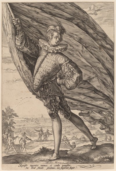 Der Fahnenträger, nach links gewandt von Hendrik Goltzius