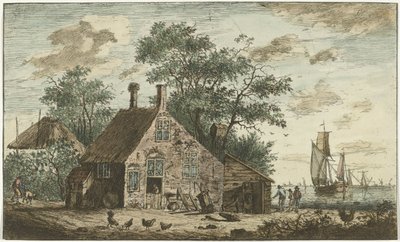 Bauernhof an einem Fluss von Hendrik Kobell