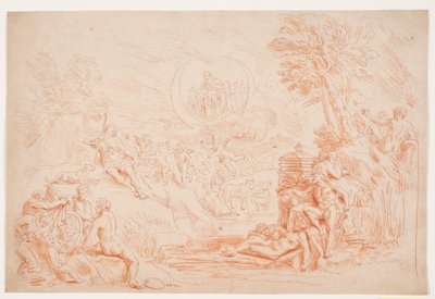 Landschaft mit allegorischen Figuren von Hendrik Krock