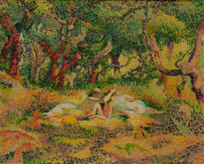 Zwei nackte Frauen unter einer Korkeiche von Henri Edmond Cross
