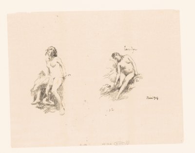Studienblatt mit zwei nackten Frauen von Ignace Henri Jean Fantin Latour