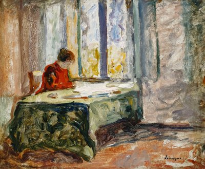 Frau beim Nähen von Henri Lebasque