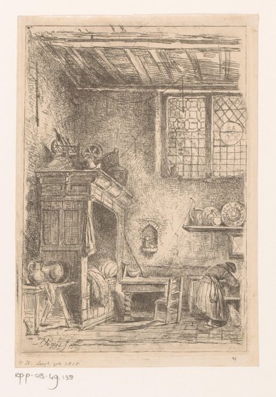 Flämisches Interieur mit Alkoven von Henri Leys (baron)